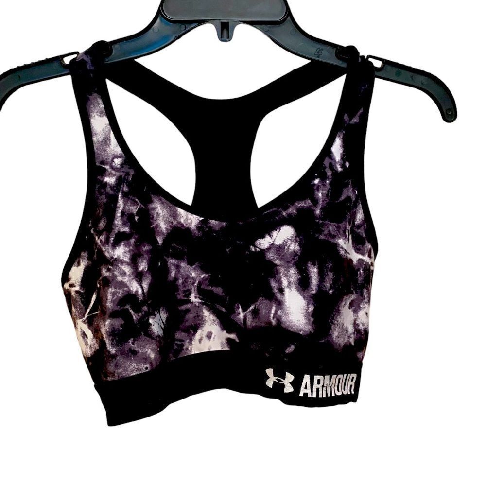 Under Armour Sports Bra Black White Tie Dye Size Small